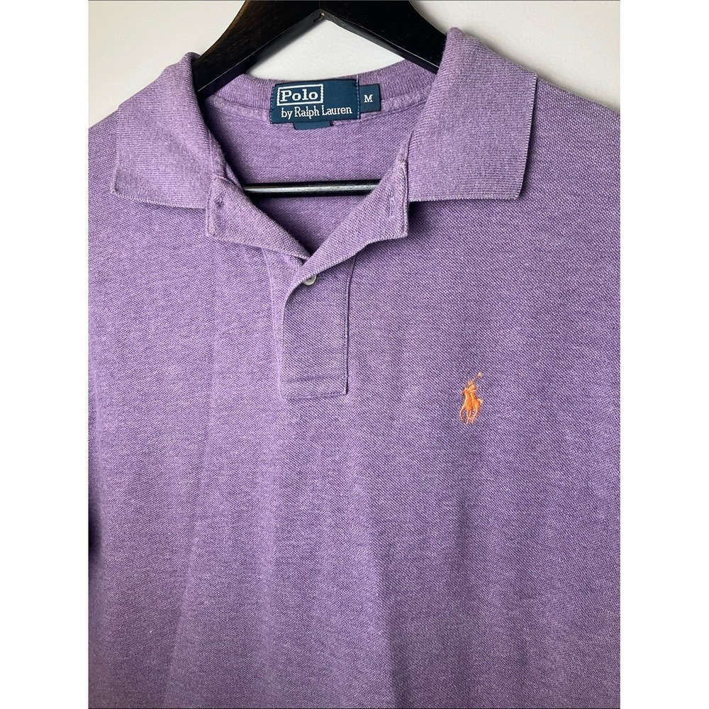 Polo by Ralph Lauren Lavender Polo Shirt Orange Logo Embroidery Size Medium Prep